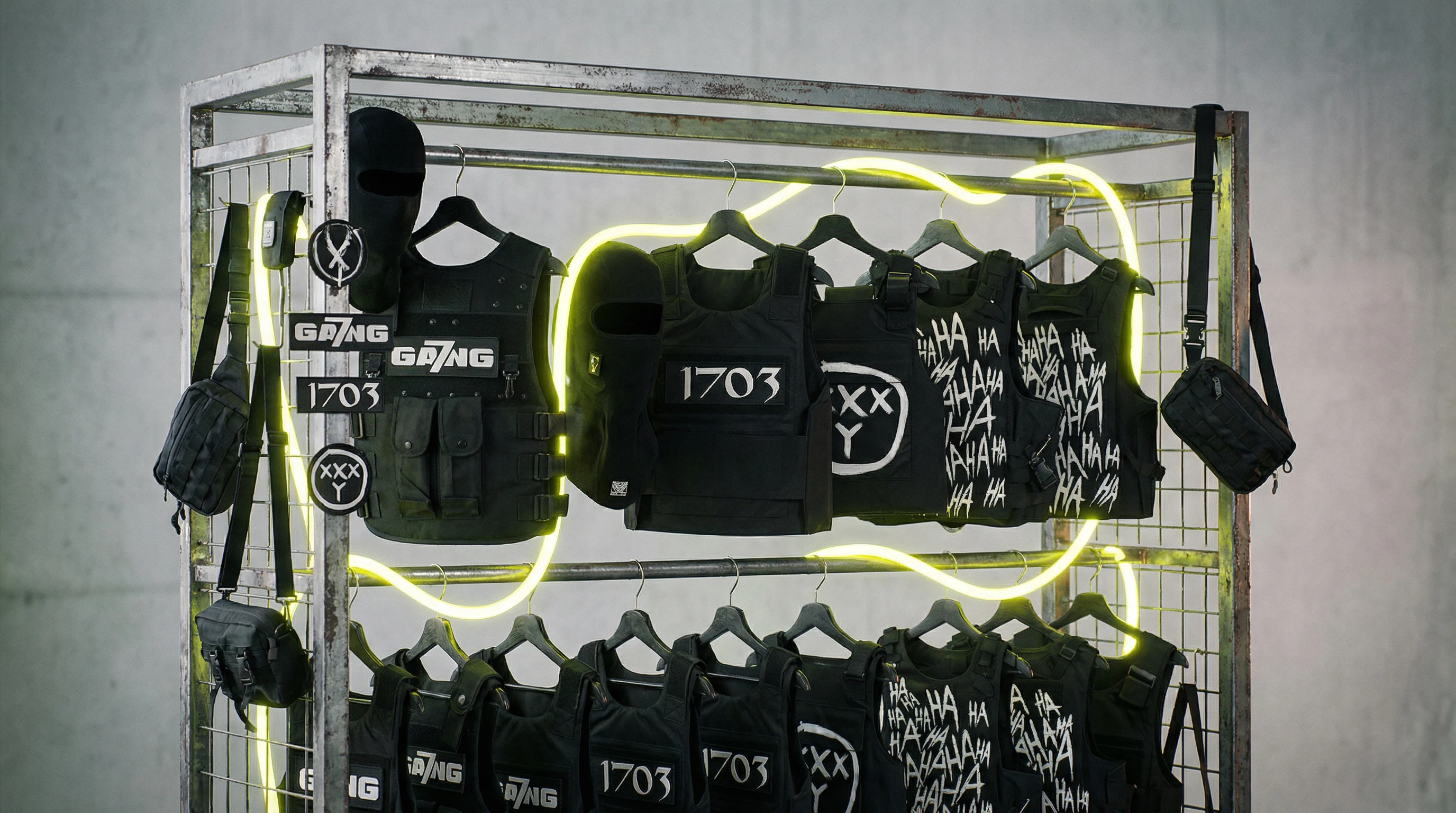 gemini-image-2_studio_showroom_display_multiple_GA7NG_items_on_industrial_metal_rack_utility_ve-0.jpg